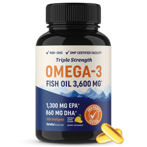 Triple Strength Omega 3 Fish Oil | 3600 mg EPA & DHA | Over 2100mg of Omega-3 Fatty Acids | 1300mg EPA + 860mg DHA | Best Essential Fatty Acids | Premium Burpless Softgel Supplements (120 Ct)