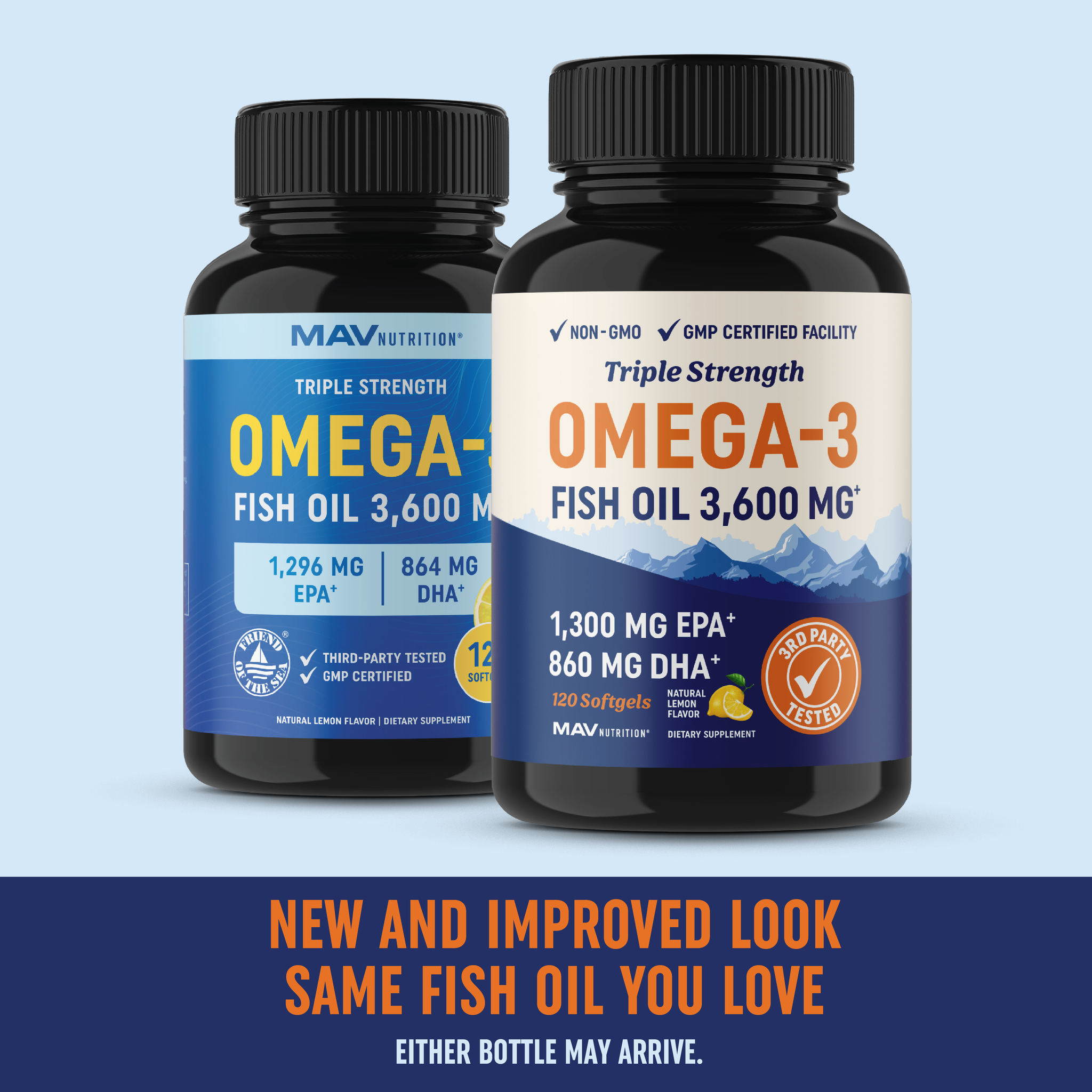 Triple Strength Omega 3 Fish Oil | 3600 mg EPA & DHA | Over 2100mg of Omega-3 Fatty Acids | 1300mg EPA + 860mg DHA | Best Essential Fatty Acids | Premium Burpless Softgel Supplements (120 Ct)